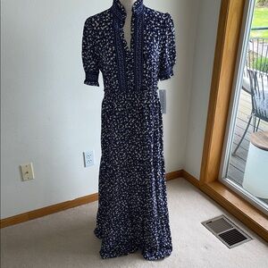 London Style Navy and White Floral Maxi Dress